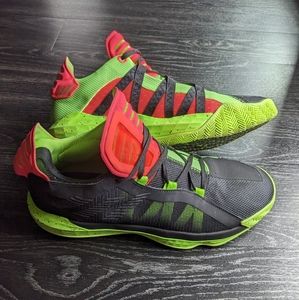 Adidas Dame 6, men's size 12.5, Signal Green, Glory Purple, Signal Coral